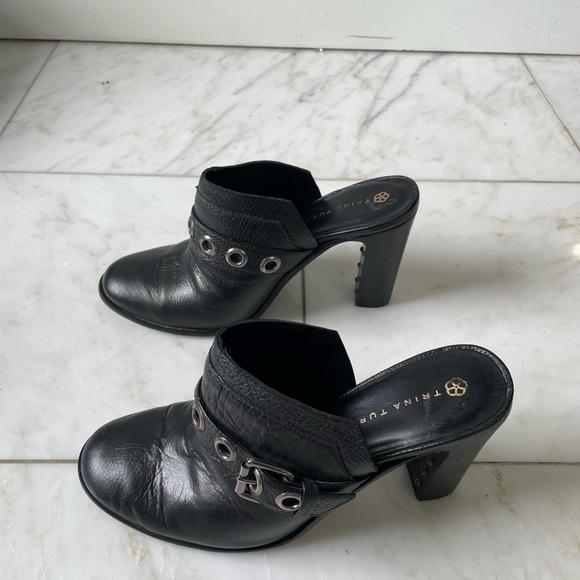 Trina Turk, women’s 8, Willoughby black leather and silver studded heeled mules - Picture 12 of 13